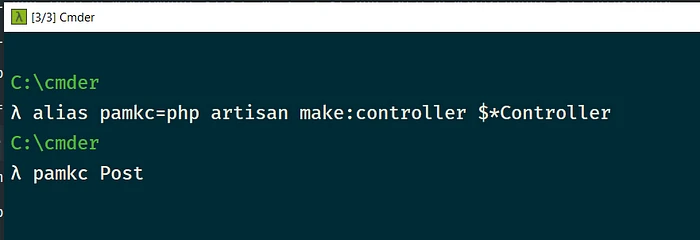 Example of a cmder alias with one parameter