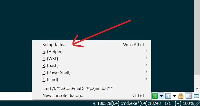 Open Cmder tasks