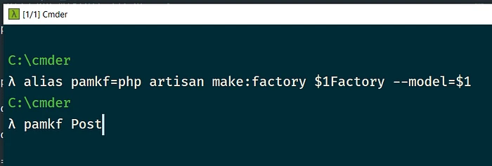 Example of a cmder alias with one parameter used in multiple places