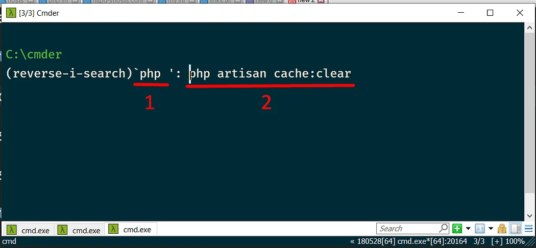 Cmder searching feature / bash like